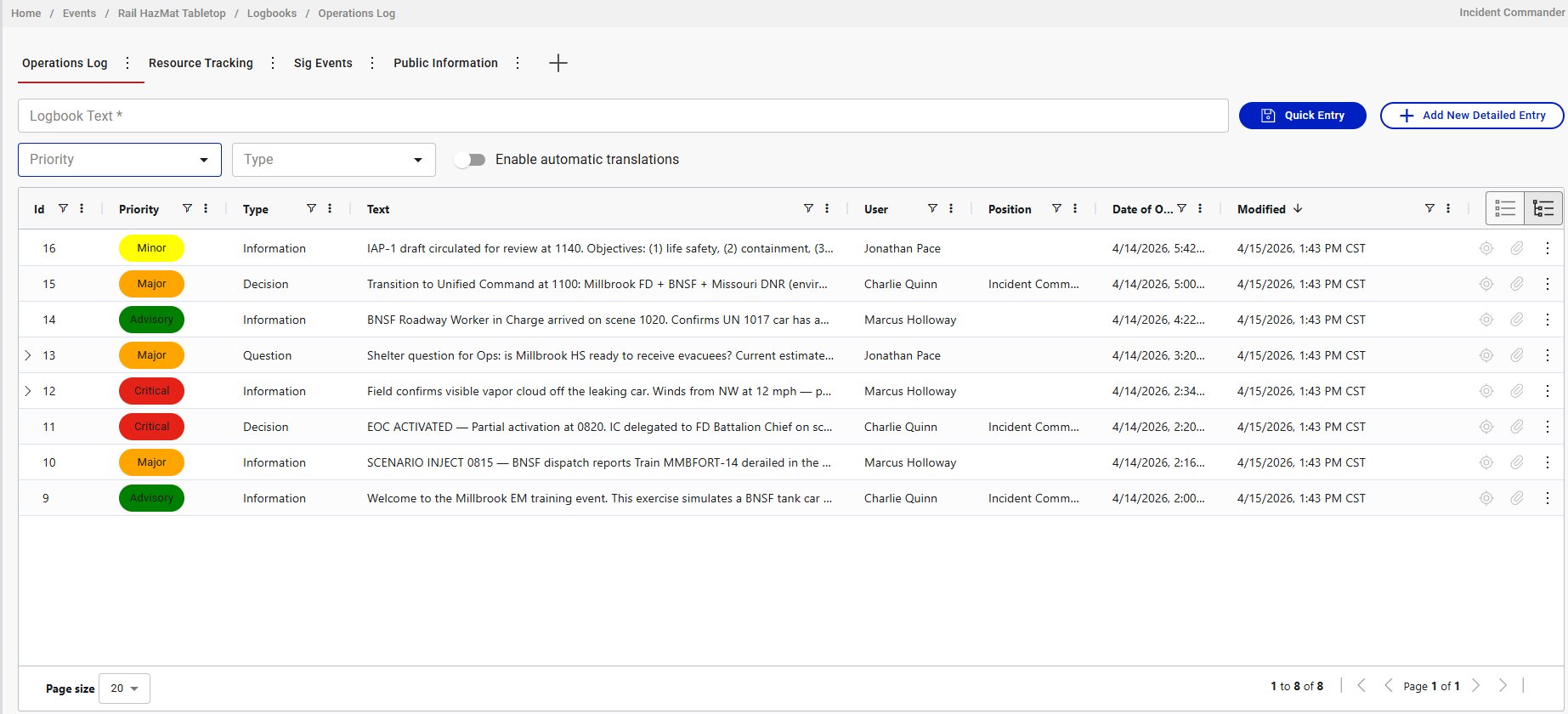 The tabbed view with multiple logbook tabs